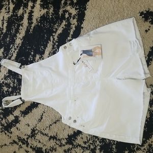 YMI Jean's Curvt Fit White Distressed Shortalls